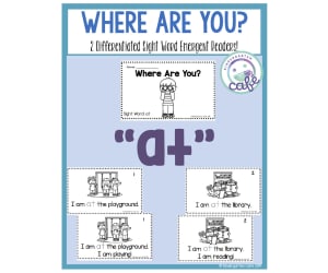 Sight Word Emergent Reader: Where Are You? Printable Booklet | "at" sight word