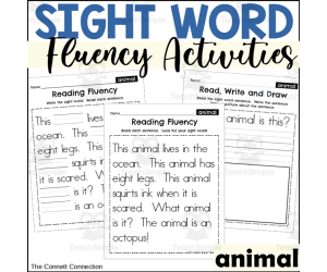 Sight Word Fluency Packet - animal