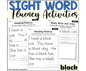 Sight Word Fluency Packet - black