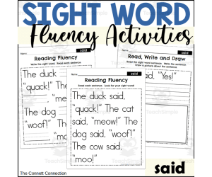 Sight Word Fluency Packet - said