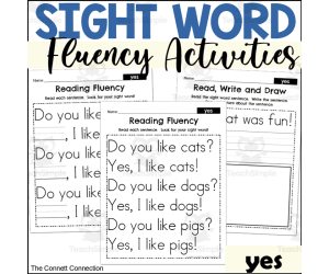 Sight Word Fluency Packet - yes