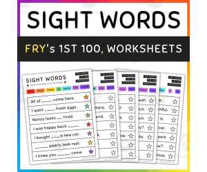 Sight Word Sentences, Fill in the Blanks, Fry's 1st 100 - SET 7