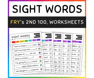 Sight Word Sentences, Fill in the Blanks, Fry's 2nd 100 - SET 7