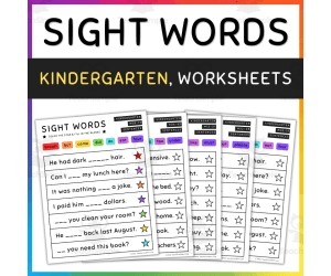 Sight Word Sentences, Fill in the Blanks, Kindergarten - SET 7