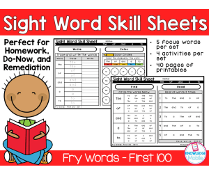 Sight Word Skill Sheets - Fry Words - First 100