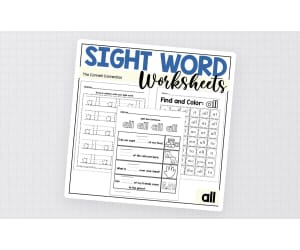 Sight Word Worksheets: all
