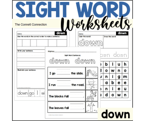 Sight Word Worksheets: down