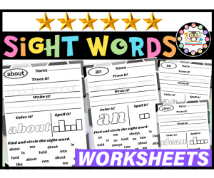 Sight Word Worksheets| Sight Words Kindergarten Activities First Grade