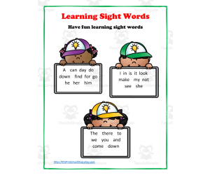 Sight Words Activity Packet