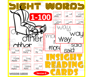 Sight Words Flash Cards 1-100 version 8 VISUAL FORM CONSTANCY