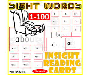 Sight Words Flash Cards 1-100 version 9 VISUAL FORM CONSTANCY