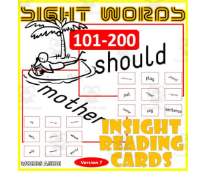 Sight Words Flash Cards 101-200 version 7 VISUAL FORM CONSTANCY