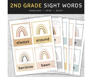 Sight Words Flashcards: 2nd Grade Sight Words, Boho Rainbow Flash Cards - SET 3