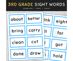 Sight Words Flashcards: 3rd Grade, [SET 1]
