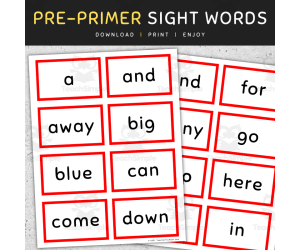 Sight Words Flashcards: Pre-Primer Sight Words - SET 1
