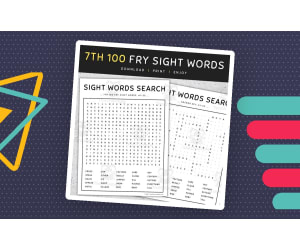 Sight Words Games: Word Search, 7th 100 Fry Words, [SET 6]