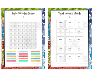Sight Words Grade 1 word search, scramble and crossword puzzle