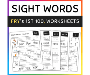 Sight Words Practice, Fry's 1st 100, Worksheets, #11-20 - SET 2