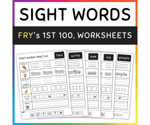 Sight Words Practice, Fry's 1st 100, Worksheets, #71-80 - SET 2