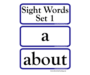 Sight Words Set 1 Flash Cards