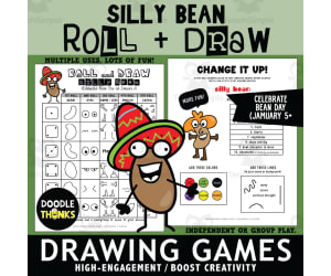 Silly Bean Roll and Draw Games | Bean Day January Art Drawing Activity