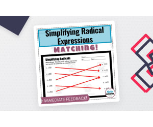 Simplifying Radicals Matching Worksheet