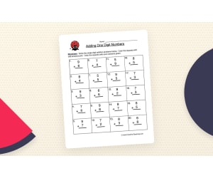 Single Digit Addition Problems Worksheet