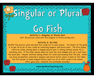 Singular Plural Noun Go Fish Activity