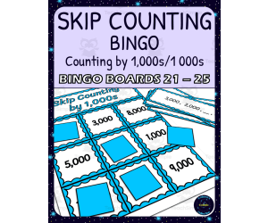 skip counting by 1000s bingo - boards 21-25