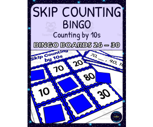 skip counting by 10s bingo - boards 26-30