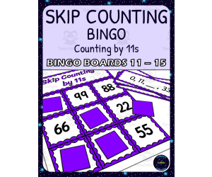 skip counting by 11s bingo - boards 11-15