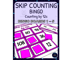 skip counting by 12s bingo - boards 1-5