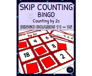 skip counting by 2s bingo - boards 11-15