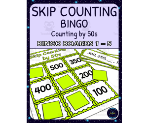 skip counting by 50s bingo - boards 1-5