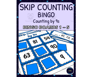 skip counting by 9s bingo - boards 1-5