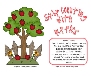 Skip Counting With Apples 5 10 100 Activity