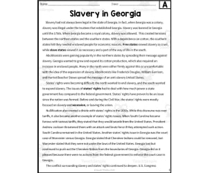 Slavery in Georgia Reading Packet