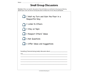 Small Group Discussions Checklist Worksheet