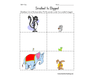 Smallest to Biggest Worksheet