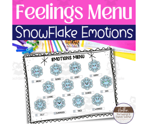Snowflake Themed Emotions & Feelings Menu-- Reference Poster