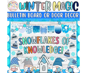 Snowflakes: Gnome Winter Bulletin Board or Door Decor Kit