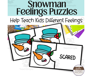 Snowman Emotions Matching Puzzles For Preschool and Kindergarten