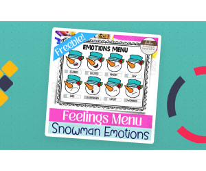 Snowman Themed Feelings Menu-- Emotions Chart and Reference Poster