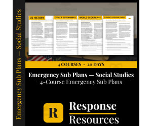 Social Studies Emergency Sub Plans BUNDLE - 4 Courses, 20 Days No Prep
