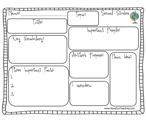 Social Studies Graphic Organizer Worksheet