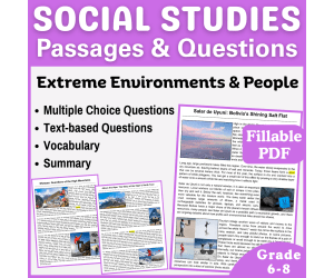 Social Studies Passages: Extreme Environment and People (Fillable PDF)
