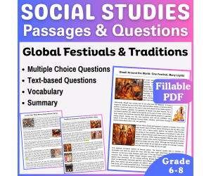 Social Studies Passages Global Festivals and Traditions (Fillable PDF)