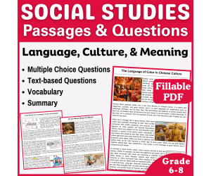 Social Studies Passages: Language, Culture, Meaning (Fillable PDF)