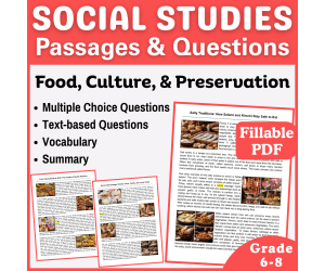 Social Studies Reading Passages: Food and Culture (Fillable PDF)