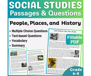 Social Studies Reading Passages: People and History (Fillable PDF)